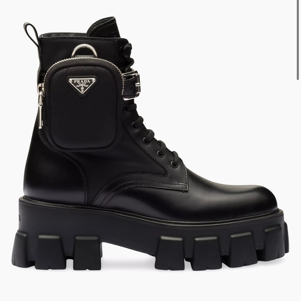 SOLD !!! BRAND NEW Prada Black Combat Boots with Pouch